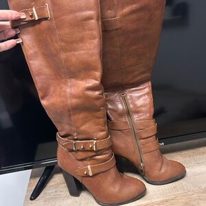 Classic Tall Buckle Boots in Brown